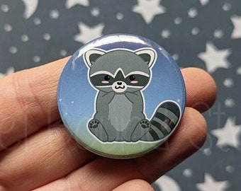 Chibi Cute Raccoon 1.5 Inch Button