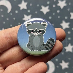 Chibi Cute Raccoon 1.5 Inch Button