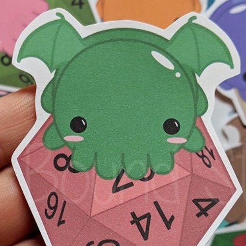 Chibi Cthulhu on d20 Stickers and Magnets