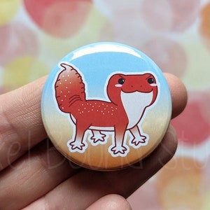 Chibi Cute Knob Tailed Gecko Art 1.5 Inch Button