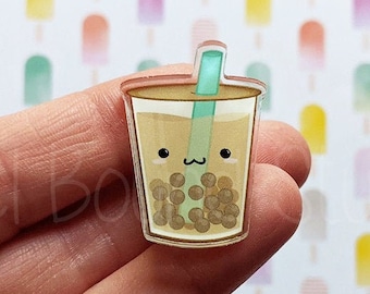 Kawaii Cute Boba Bubble Tea Acrylic Pin