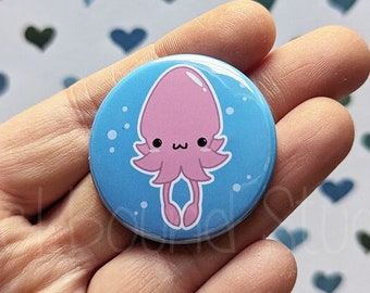 Chibi Cute Squid Art 1.5 Inch Button