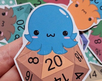 Chibi Octopus on d20 Stickers and Magnets
