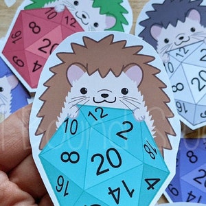 Chibi Hedgehog on d20 Stickers and Magnets