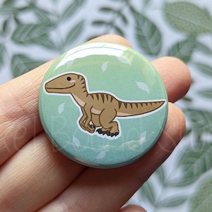 Chibi Cute Utahraptor (Velociraptor) Art 1.5 Inch Button