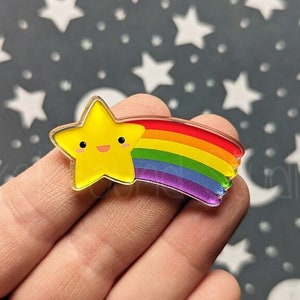 Kawaii Cute LGBTIQA Pride Flag Shooting Star Acrylic Pin