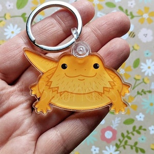 Kawaii Cute Bearded Dragon Acrylic Keychain - Orange