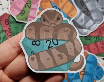 Ball Python d20 Stickers and Magnets | Customizable Colors