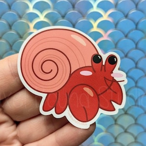 Chibi Cute Hermit Crab Art Vinyl Sticker for Phone, Car, Tablet, Laptop
