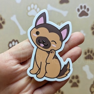 Kawaii Cute German Shepherd Dog Vinyl Sticker