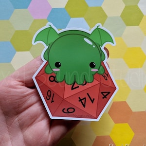 Chibi Cthulhu on d20 Vinyl Sticker