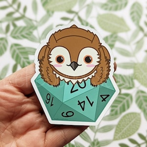 Owlbear d20 Waterproof Magnet | Cute Kawaii Art | Car Safe