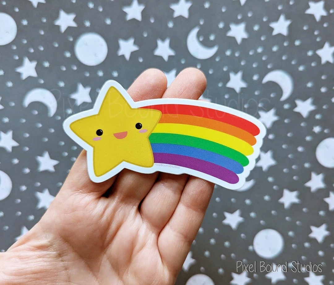 LGBTIQA Pride Flag - Rainbow Shooting Star Vinyl Sticker - Waterproof ...