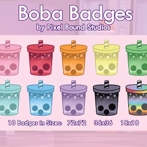 Boba Bubble Tea Twitch Sub Badges | Twitch Bit Badges | Tabletop Emote | Twitch Emotes | Gaming Sub Badges | Twitch Graphics