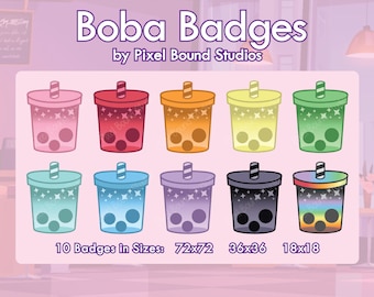 Boba Bubble Tea Twitch Sub Badges | Colorful Gaming Emotes (Digital Download)