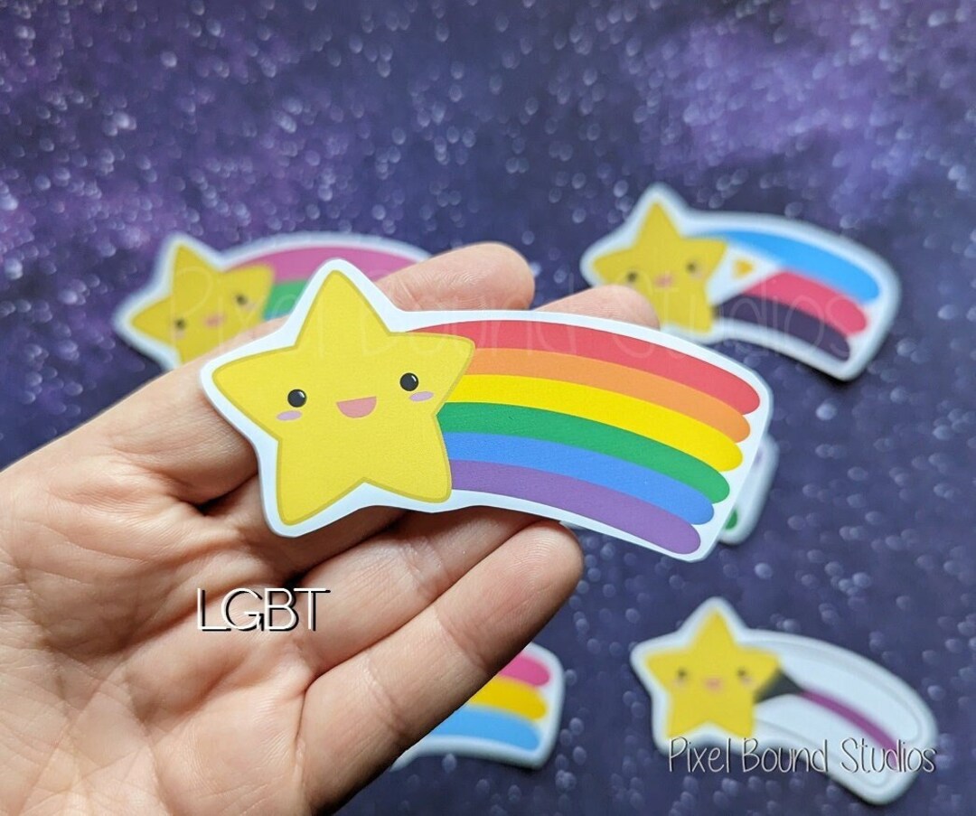 Chibi Cute LGBTIQA Pride Flag Shooting Stars Stickers and Magnets - Etsy