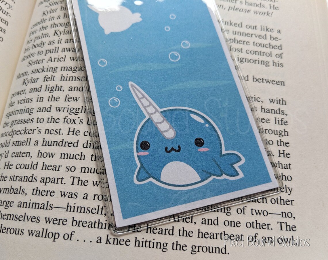 Chibi Narwhal Bookmark | Etsy