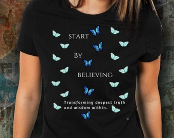 Beginnen Sie mit glauben Kampagne Bewegung Tee Shirt. Unterstützung von Wahrheit, Gerechtigkeit und Freiheit für Opfer sexueller Übergriffe.