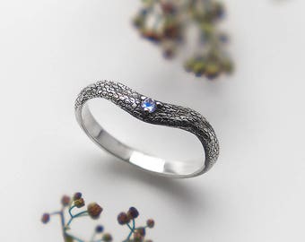 Dragon Scale Ring, Curve Wedding Band Women, Moonstone Ring, Engagement Ring, Gemstone