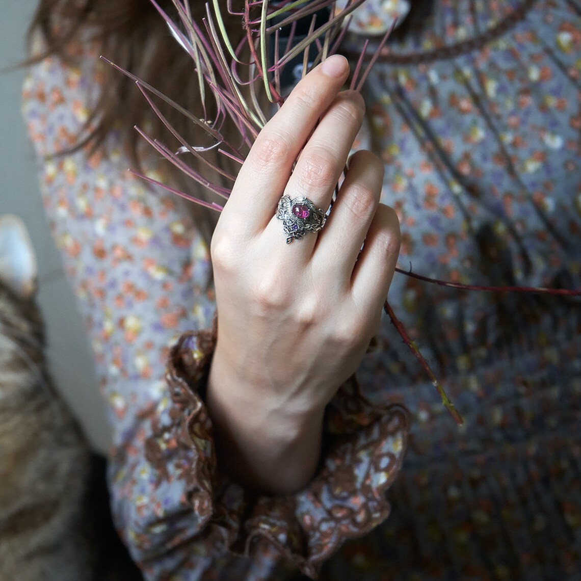 Fairy Engagement Ring Colored Gem Ring Fantasy Ring Pink Etsy