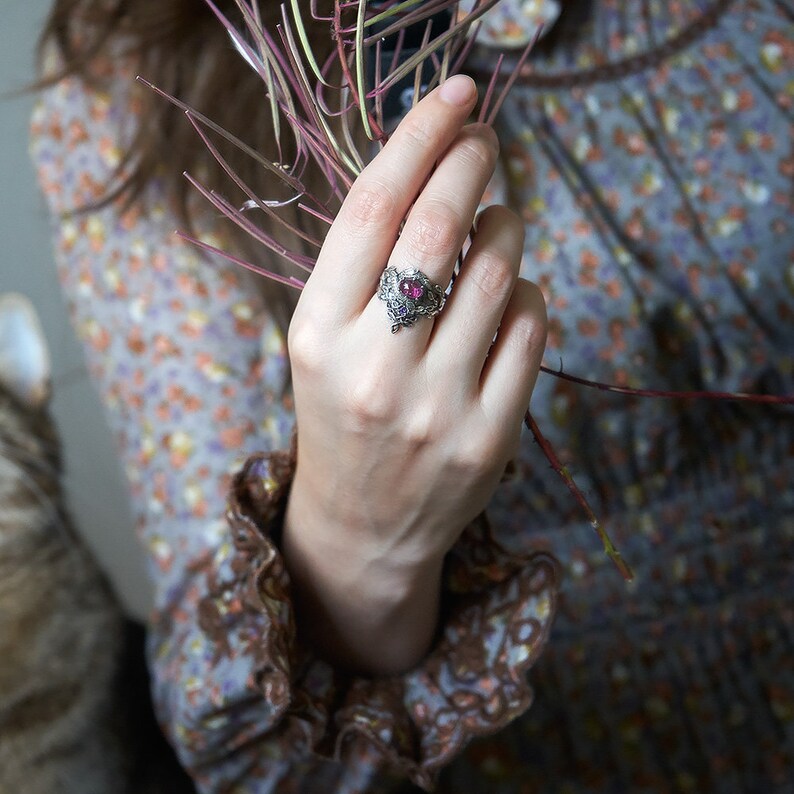 Fairy Engagement Ring Colored Gem Ring Fantasy Ring Pink Etsy