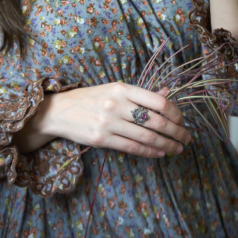 Fairy Engagement Ring Colored Gem Ring Fantasy Ring Pink Etsy