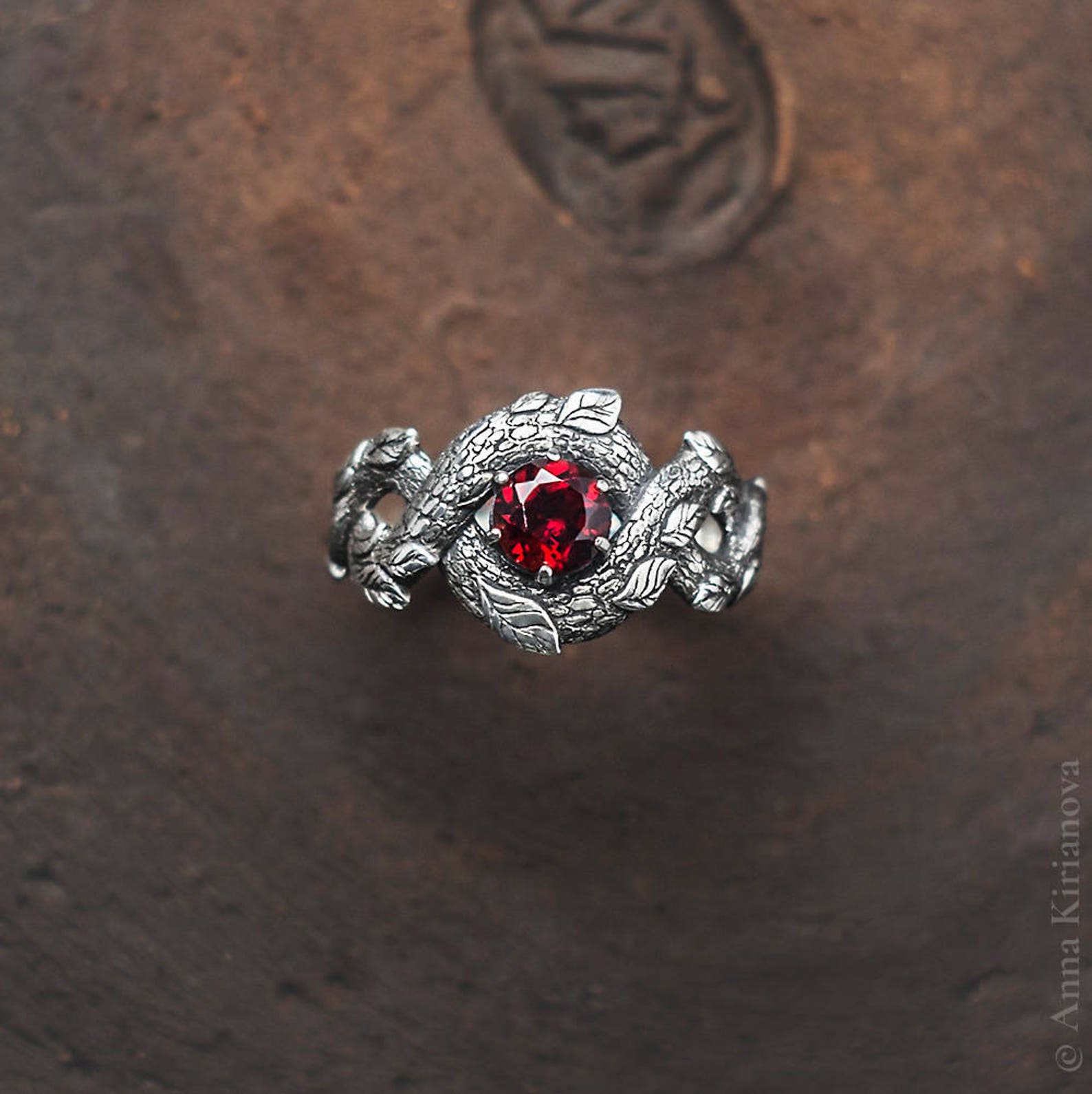 Red Dragon Ring Engagement Ring Nature Inspired Etsy
