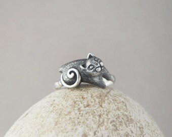 Cat Ring, Cat Jewelry, Animal Ring, Handmade