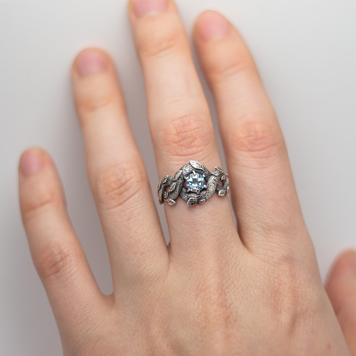 Blue Dragon Ring Nature Inspired Engagement Ring Wedding Etsy