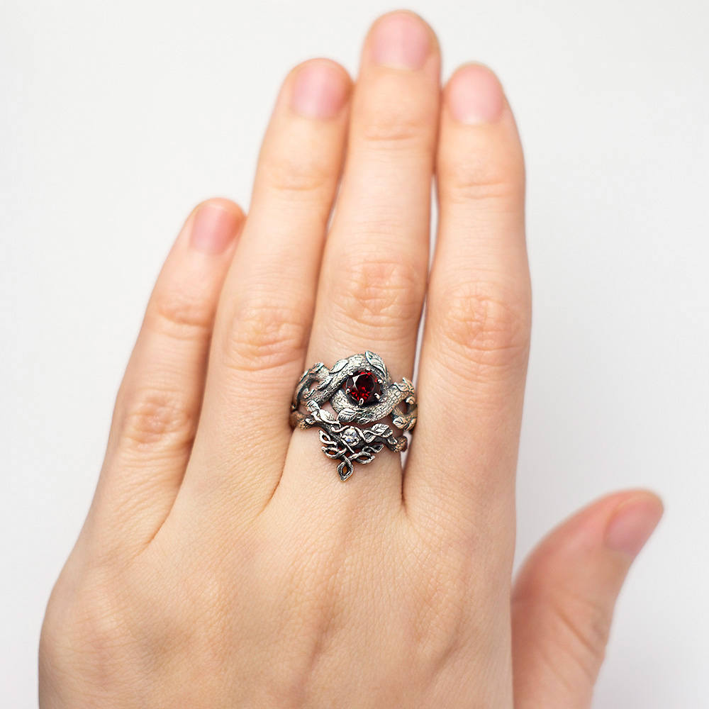 Red Dragon Ring Engagement Ring Nature Inspired Etsy