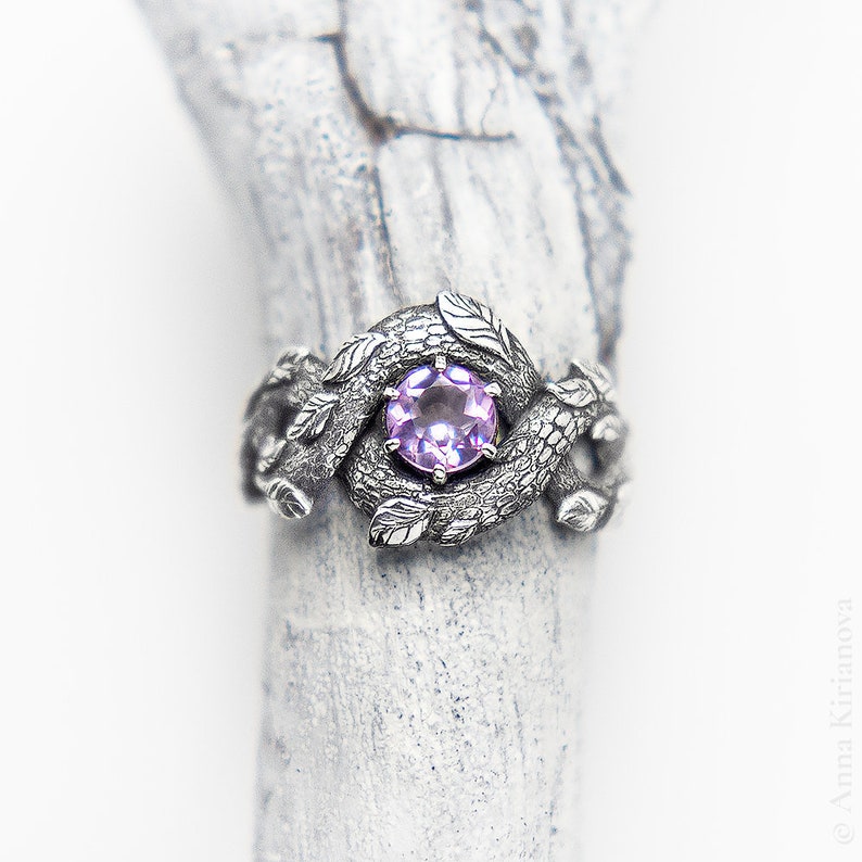 Elvish Engagement Ring with Lavender Amethyst Nature Inspired Etsy
