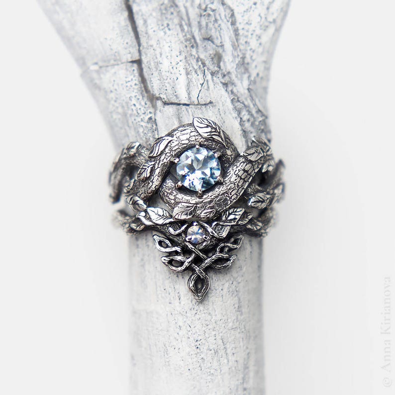 Blue Dragon Ring Nature Inspired Engagement Ring Wedding Etsy