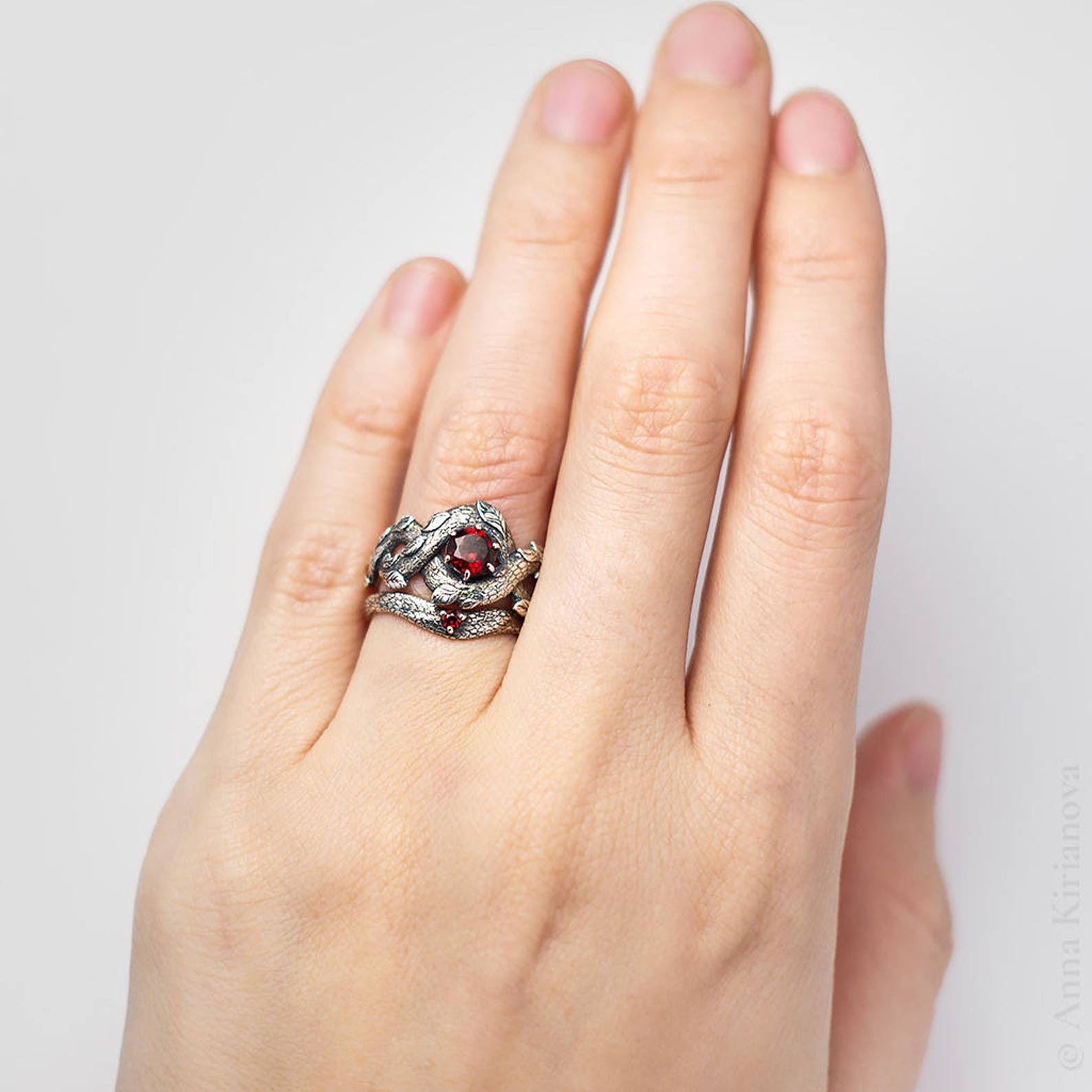 Red Dragon Ring Engagement Ring Nature Inspired Etsy