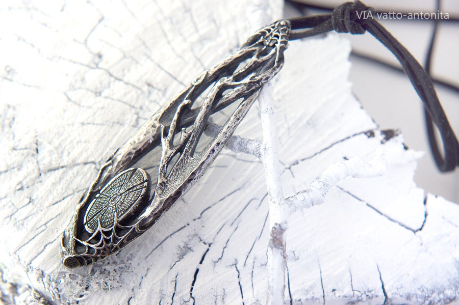 Woodland Pendant Spider  Woodland Necklace Tree Forest Etsy