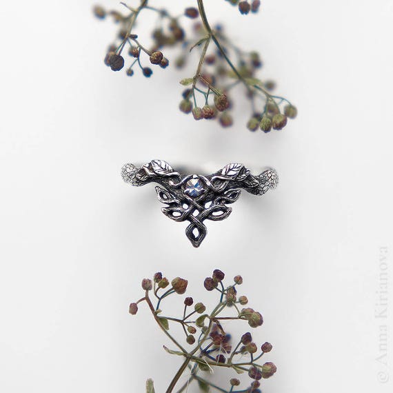 Moonstone Engagement Ring Unique Wedding Ring Vine Wedding Etsy