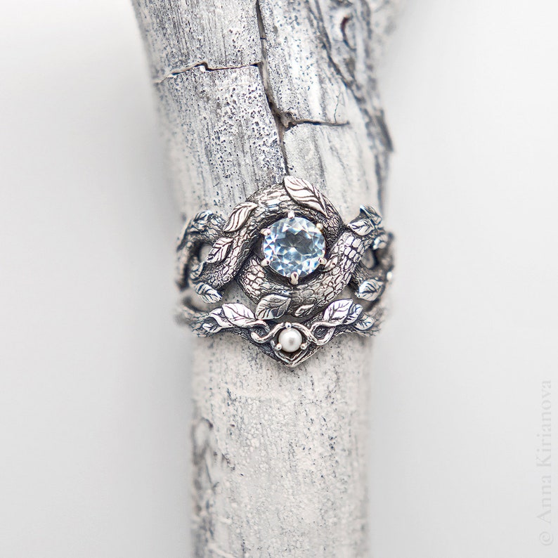 Dainty Pearl Ring Vintage Engagement Ring Celtic Trinity Etsy