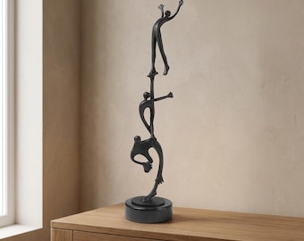 Acrobat Sculpture, Balancing Human Figures, Gymnast Decor, Teamwork Gift