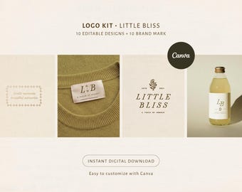 Kit logo Little Bliss | 10 modèles modifiables Canva et 10 illustrations florales