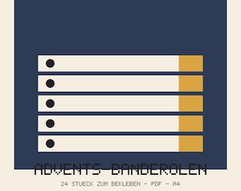 Adventskalender Banderolen mit Zahlen 1-24 PDF Deutsch | für kleine Schokoriegel z. B. Duplo | Bastelvorlage zum Selberbasteln