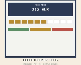 ADHS Budgetplaner PDF Deutsch | Finanzplaner ohne Tabelle und Abo | Neurodivergent Sparziel Tracker | A4 Digital Download