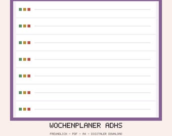ADHS Wochenplaner PDF Deutsch | Reset Ritual statt Stundenplan | Neurodivergent Energie Tracker | A4 Digital Download