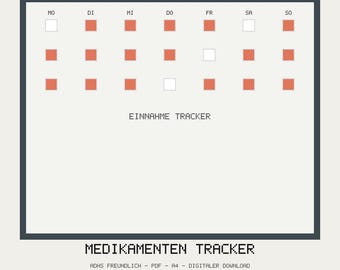 ADHD Medication Tracker PDF (German) | Medication Checklist (no app required) | Neurodivergent Tablet Tracker | A4 Digital Download