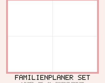 Family Planner Set PDF Printable German | 4 Planners Weekly Planner Meal Plan Cleaning Schedule Budget | A4 Digital Download