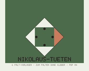 Nikolaus Mitgebseltüten Vorlage PDF | 6 Falttüten zum Selberbasteln ohne Kleber | Geschenktüte für Süßigkeiten Advent