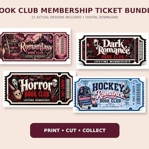 Book Club Membership Tickets Bundle | 21 Printable Reader Genre Tickets