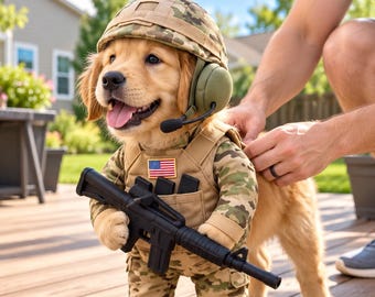 Camouflage Soldier Dog Costume - Pre-Order
