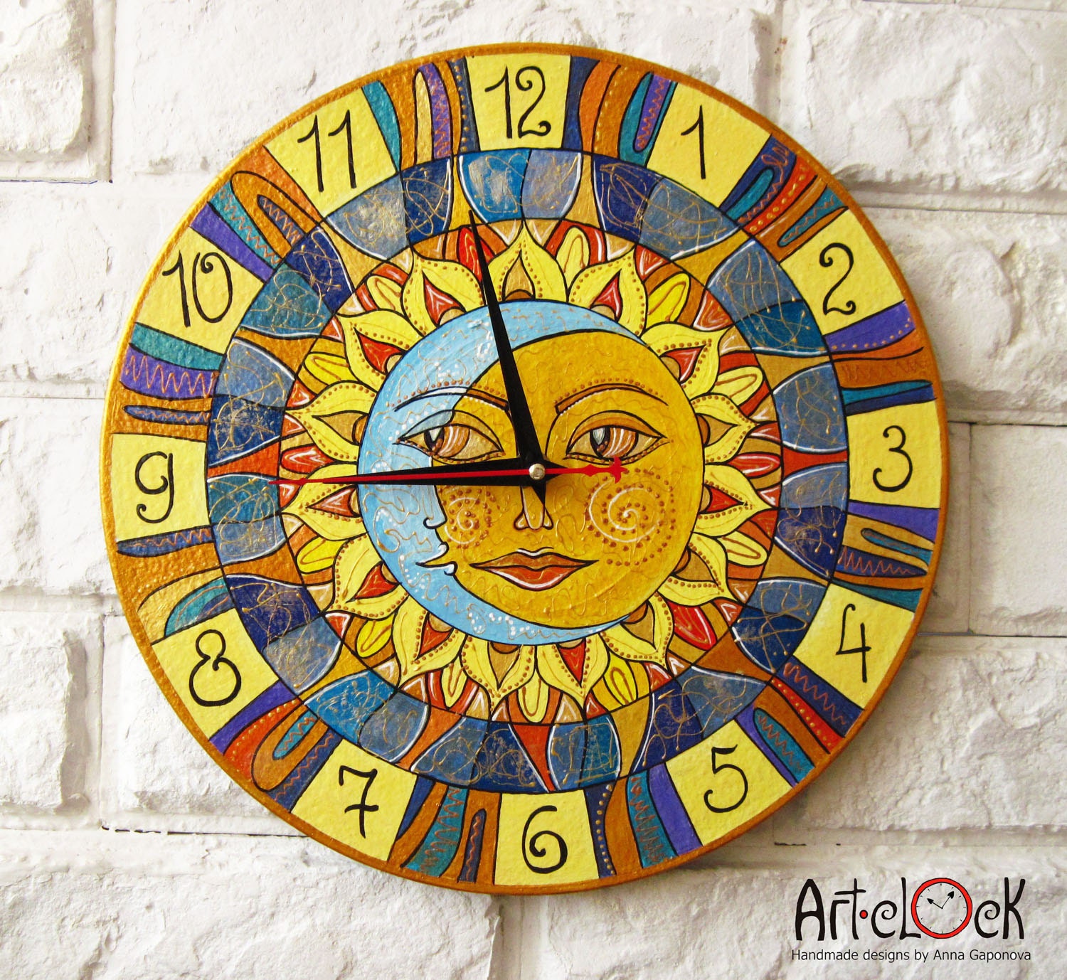 Sun And Moon Playroom Sun Moon Modern Wall Clock With Etsy