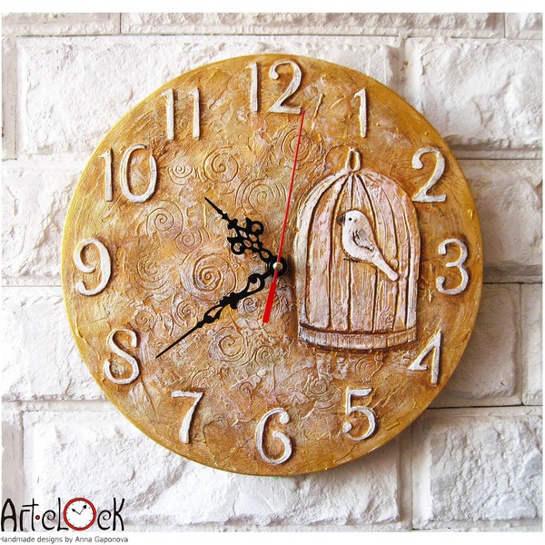 Little White Bird Wall Clock,  Home Decor for Children, wall clocks handmade