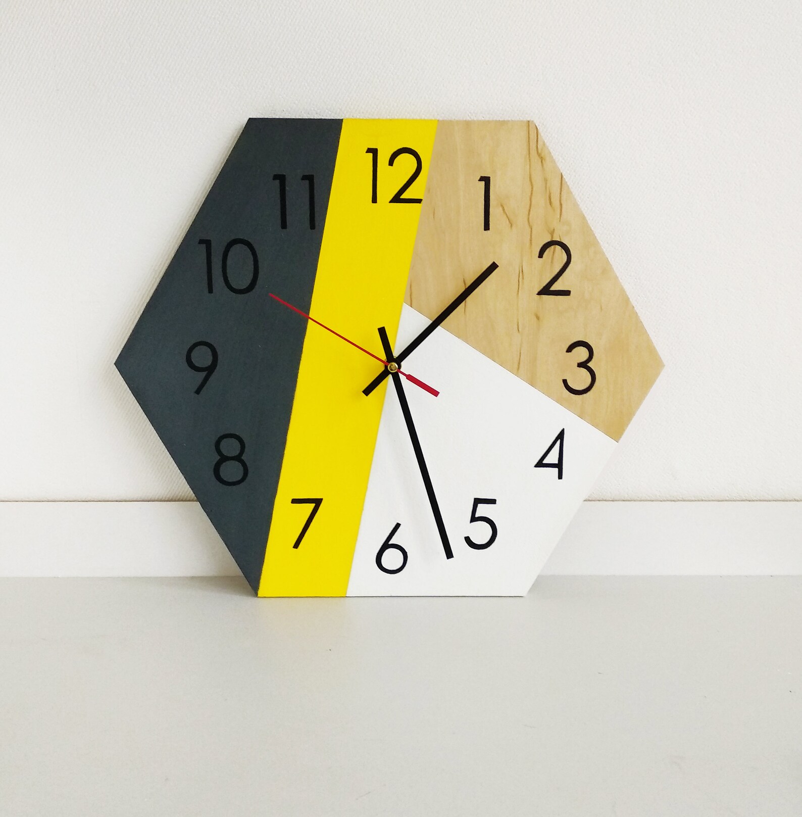 Hexagon Wall Clock Home Decor wall clocks handmade Geometric Etsy
