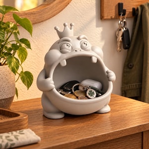 Monster Key Tray STL – Fun Monster Storage Tray with Crown – 3D Print File for Gaming Desk, Keys and Small Items